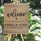 Andaz Press Large Wooden Welcome Sign for Wedding Rustic Welcome Sign 16" x 20" Wedding Of Custom Names & Date Fall Wedding Signage English Oak MDF Wood Finish Wedding Reception Indoor Outdoor Signs - Image 4