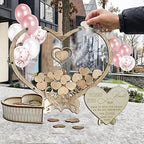 Wedding Guest Book Alternative, Personalized Rustic Drop Box Guest Sign DIY Custom Picture Frame 65 Wooden Hearts,Reception Bridal Baby Shower Birthday Funeral Graduation Anniversar (Heart-Shaped) - Image 2