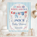 Personalized Red White and Due Baby Shower Banner, Custom Patriotic Backdrop, Fourth of July Party Decorations, Firework Photo Booth Tapestry, Welcome Sign for Gender Reveal Celebration Décor by Unknown