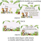 Amanda Creation Woodland Baby Shower Invitations & Party Bundle, 20 Pack 5x7 Woodland Animal Invites with White Envelopes, Diaper Raffle, Book Cards, Stickers & Wrappers - Image 3