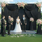 50ft x 12ft Black Backdrop Curtains Wrinkle Free Backdrop Curtain for Wedding Parties Black Fabric Backdrops Drapes Back Drop Cloth Bridal Shower Stage Curtains Wedding Decorations for Reception - Image 3