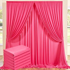 30 ft x 10 ft Wrinkle Free Fuchsia Backdrop Curtain for Parties, 6Panels Polyester Hot Pink Photo Backdrop Drapes for Wedding Birthday Party Baby Shower by Outpain
