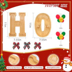 6PCS Bamboo Christmas Decorations Letters Charcuterie Board Box-(with 14 Balloons and Bow) HOHOHO Charcuterie Letters Fillable Food Christmas Party Supplies Table Decoration Food Tray Platter - Image 2