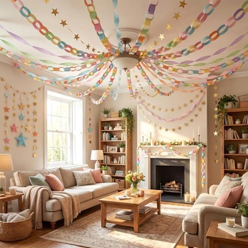 TaoBary Pastel Party Decorations 600 Sheet Paper Chain, Pastels, Same Size - Image 4