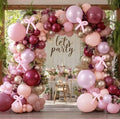 Burgundy Pink Balloon Garland Double Stuffed Pastel Light Pink Gold Balloon Arch Kit With Long Balloons for Birthday Graduation Bridal Wedding Baby Shower Party Decorations by Corvani