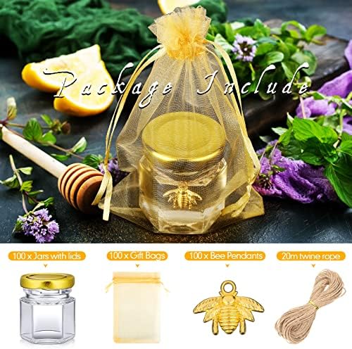 Nuogo 100 Set 1.5 oz Mini Hexagon Glass Honey Jars with Lids Bulk - Image 4