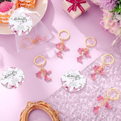 Ferreve 50 Sets Butterfly Baby Shower Favors for Guests Butterfly Keychain - Image 5