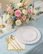 351-Piece White Plastic Plates & Gold Dinnerware Set for 50 Guests - Image 2