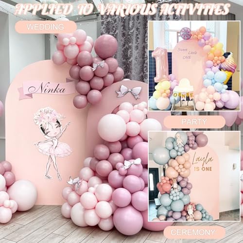 Metal Arch Stand and Cover Set,1 Light Pink Spandex Fitted Backdrop with 1 Gold Wedding Arched Stand Frame for Parties Birthday Baby Shower Bridal Banquet Decoration (7.2FT) - Image 6
