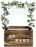 Barydat Wood Baby Shower Basket with Hanger Rack Crate Closet, Dark Walnut by home
