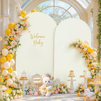 Ivory Arch Cover 7.2FT 6FT Wedding Arch Backdrop Covers Set of 2 Spandex Fitted Metal Arch Stand Covers for Birthday Baby Shower Party Decor Girls Bridal Banquet Photo Booth Balloon Arch Background - Image 3