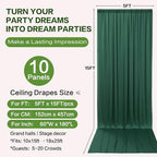 50ft×15ft Forest Green Backdrop Curtain for Wedding Parties - Image 6