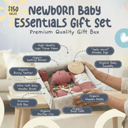 ARI MES Baby Gift Set for Newborns, Baby Shower Gift Basket with Swaddle - Image 2