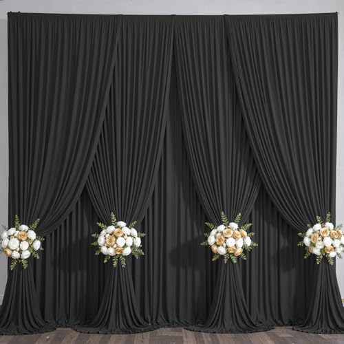 50x10FT Backdrop Curtains with Rod Pockets - Wrinkle Free Photo Stage Backdrop 10 Panels Curtains Drapes for Photography Wedding Party Baby Shower Decorations (Black) by Unknown