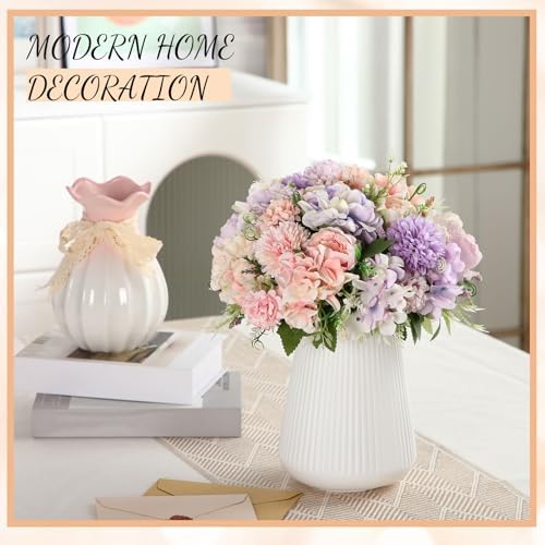 Tigeen 12 Bundles Artificial Flowers Bouquet Silk Peonies, Purple,Pink - Image 4