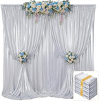 40ft x 10ft Silver Sequin Backdrop Curtains for Party Wedding Shimmer Curtain Backdrop Prom Sparkly Glitter Fabric Photo Backdrop Drapes for Birthday Party Photography Baby Shower 5x10FT, 8 Panels by Tao-GePartyDecorations