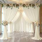 30ft x 10ft Ivory Backdrop Curtain Drapes, Wrinkle-Free Sheer Chiffon Fabric Photo Background Panels for Wedding Arch Party Ceremony Stage Photography Decorations - Image 3