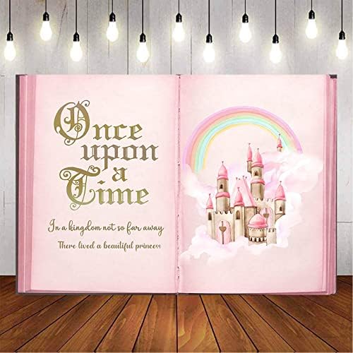 Once Upon a Time Backdrop, Pink Fairytale Castle, 8x6ft by Aumeko