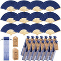 Roowest 50 Pack Paper Folding Fans Bamboo Wedding Favors, Navy Blue by Roowest