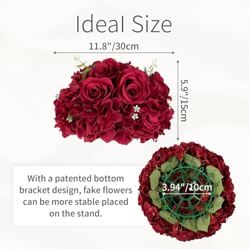 Burgundy Flowers Balls for Centerpieces: 11.8in Diam, Set of 6 - Image 7