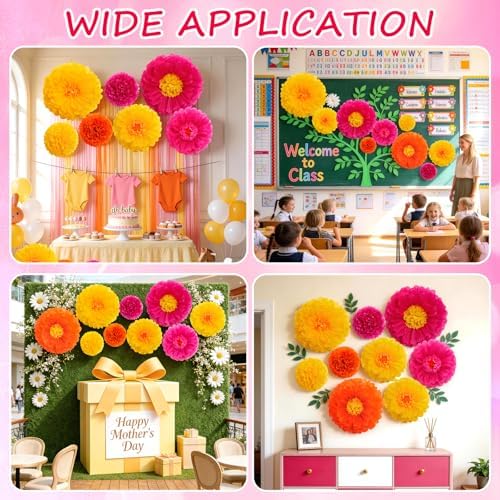 Alecono 9 Pcs Giant Paper Flowers Decorations for Wall (24", 20", 14") - Image 5
