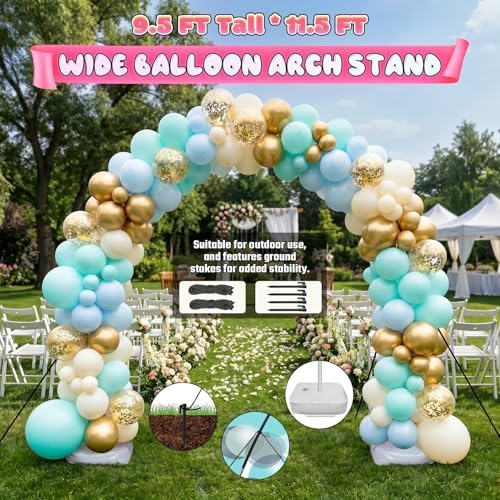 JOVIPOP Balloon Arch Stand, 11.5 FT Wide Adjustable Party Frame - Image 6