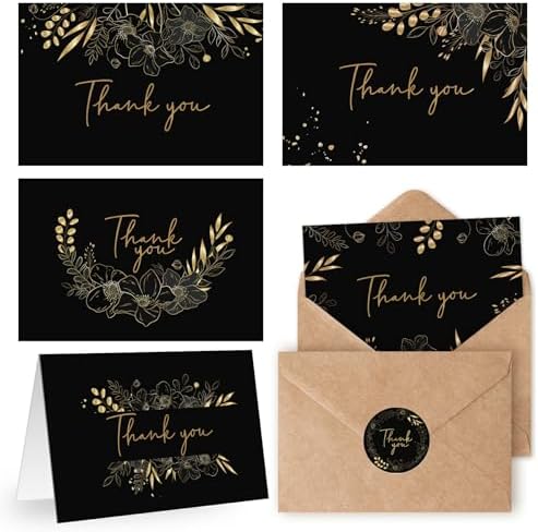 108 Pack Pre-Folded Floral Thank You Cards with Envelopes, 6 Designs by Unknown