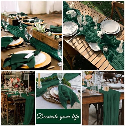 20 Pack Cheesecloth Table Runner 17 x 108 Inch, Emerald Green - Image 7