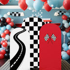3 Pack Racing Theme Checkered Arch Backdrop Cover Set, Red - Image 5