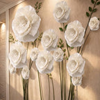 Giegxin 18 Pcs Beige Large Paper Flowers White Wedding Tissue Pom Pom - Image 6