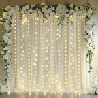10x10ft Ivory Backdrop Curtains with Lights Photo Drapes Wrinkle Free Fabric Backdrop Curtain for Wedding Birthday Party Baby Shower Bridal Shower Home Party Background Decorations - Image 2