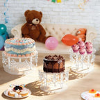 3Pcs Acrylic Cake Stand Set w/ Crystal Pendants,7.9/9.8/12.6 Inch - Image 4