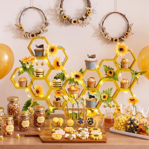 Gerrii 18 Pcs Mini Honeycomb Cupcake Stands, 4.7 x 4.1 x 1.4 Inch, Yellow - Image 6