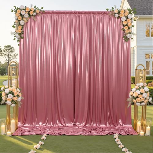 10x10ft Rose Gold Sequin Backdrop Curtain for Wedding Parties,2 Panels 5x10ft Thick Wrinkle Free Shimmer Glitter Rose Gold Photo Backdrop Drapes Curtains for Birthday Photography Background Cloth by LeegleriTableSkirt
