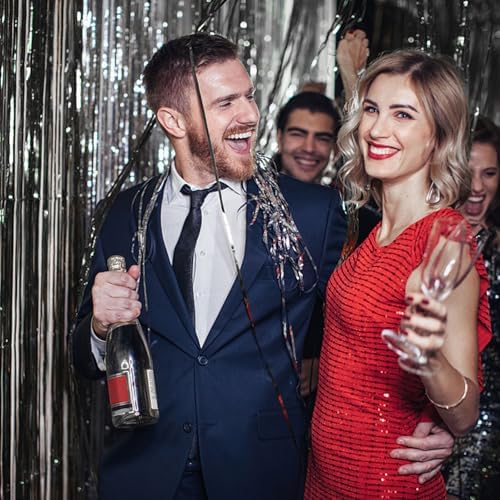 20 Pack Foil Curtain Backdrop Black Metallic Tinsel Foil Fringe Curtains Photo Booth Props for Birthday Wedding Engagement Baby Shower Bachelorette Christmas Holiday Celebration Party Decorations - Image 3