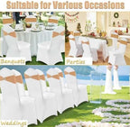 Beige Chair Sashes 50 Pack Spandex Beige Sashes for Chairs Covers Universal Stretch Chair Sashes Band with Heart Buckle Slider for Wedding Banquet Party Decorations - Image 6