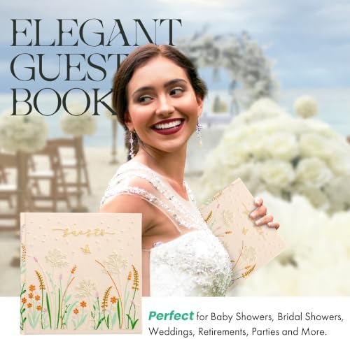Embroidered Wedding Guest Book—The Perfect Polaroid Guest Book for Wedding Receptions, Birthdays, Baby Showers, and Special Events with 3 Photo corner stickers+ 3 DIY pens+1 Diamond Pen (Yellow) - Image 5