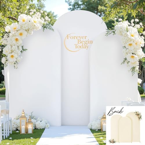 White Beige Arch Backdrop Covers Set of 3 Wedding Arch Covers Stretchy Backdrop Baby Shower Birthday Party Arches Cover 6.6FT 7.2FT 8FT Arch Stand Cover Spandex Bridal Shower Decoration by LittleFunny