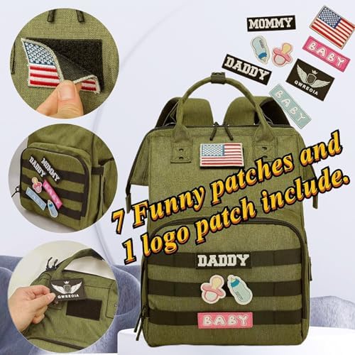 Diaper Bag Backpack for Dad and Mom with USB Charging Port Stroller Straps and Insulated Pocket,army military Travel Nappy Backpack for Daddy/Mommy (Green) - Image 3