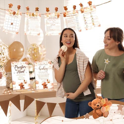 Sherr 424 Pcs Brown Bear Baby Shower Games Decorations, 8 Set, 50 Pacifiers - Image 5