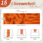 15 Pack Orange Cheesecloth Table Runner 17 x 108 inch Cheese Cloth Table Runners 9ft Orange Table Runner Rustic Romantic Sheer Gauze Runner for Wedding Party Baby Shower Table Decoration - Image 2