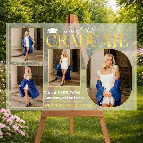 Personalized Clear Graduation Yard Sign with Photos – Elegant Acrylic Senior Graduation Welcome Sign for Class of 2026 Party Decorations, Outdoor Lawn Decor, Luxury Gold Multi Photo Design - Image 4