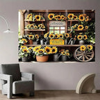 Rustic Sunflowers and Farmhouse Cart Background Sunflower Floral Party Decorations for Homes Gardens Weddings Birthdays Mothers Day Wedding Bridal Shower Versatile Indoor/Outdoor Decor (A, 9x6feet) - Image 6