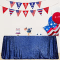 SquarePie Sequin Tablecloth 90x132 Inch Navy Blue for Wedding Party by SquarePie
