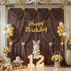 30x15ft Brown Backdrop Curtains for Parties Wedding Photo Wrinkle Free - Image 2