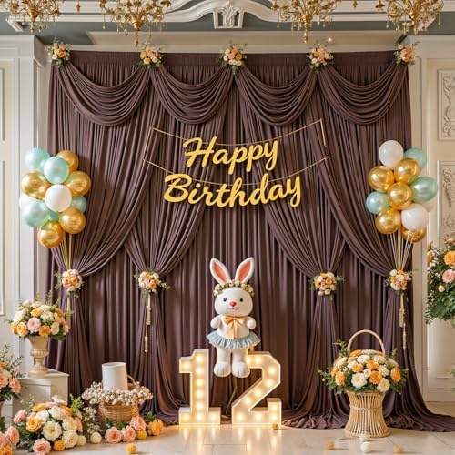 30x15ft Brown Backdrop Curtains for Parties Wedding Photo Wrinkle Free - Image 2