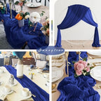 12 Pieces Royal Blue Cheesecloth Table Runner 10FT Pink Runner for Tables Gauze Fabric Boho 35 x 120 Inches Long Table Runner Decoration Rustic Sheer Runner for Wedding Baby Birthday Party Royal Blue - Image 6