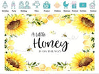 10x7ft Fabric Sunflower Honey Bee Baby Shower Backdrop, Watercolor Floral Background with Honeycomb Pattern, Baby Shower Party Decorations, Birthday Festival Photo Booth Props - Image 3