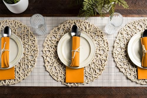 Linen-Feel Orange Paper Napkins - Decortive Cloth-Like Disposable Dinner Napkins - Soft And Absorbent Napkins for Thanksgiving, Party, Wedding, Bathroom Or Any Occasion. (Pack of 100) - Image 6