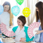 Cinrobiye 24 Pcs Baby Shower Folding Hand Fans for Guest Bear Baby Shower Hand Fans Colorful Foldable Handheld Fan for Gender Reveal Baby Shower Celebration Party Favors Supplies(Pink) - Image 6
